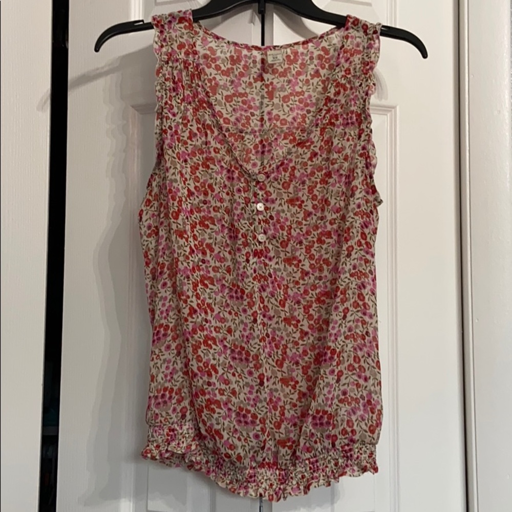 Flower-print blouse tank